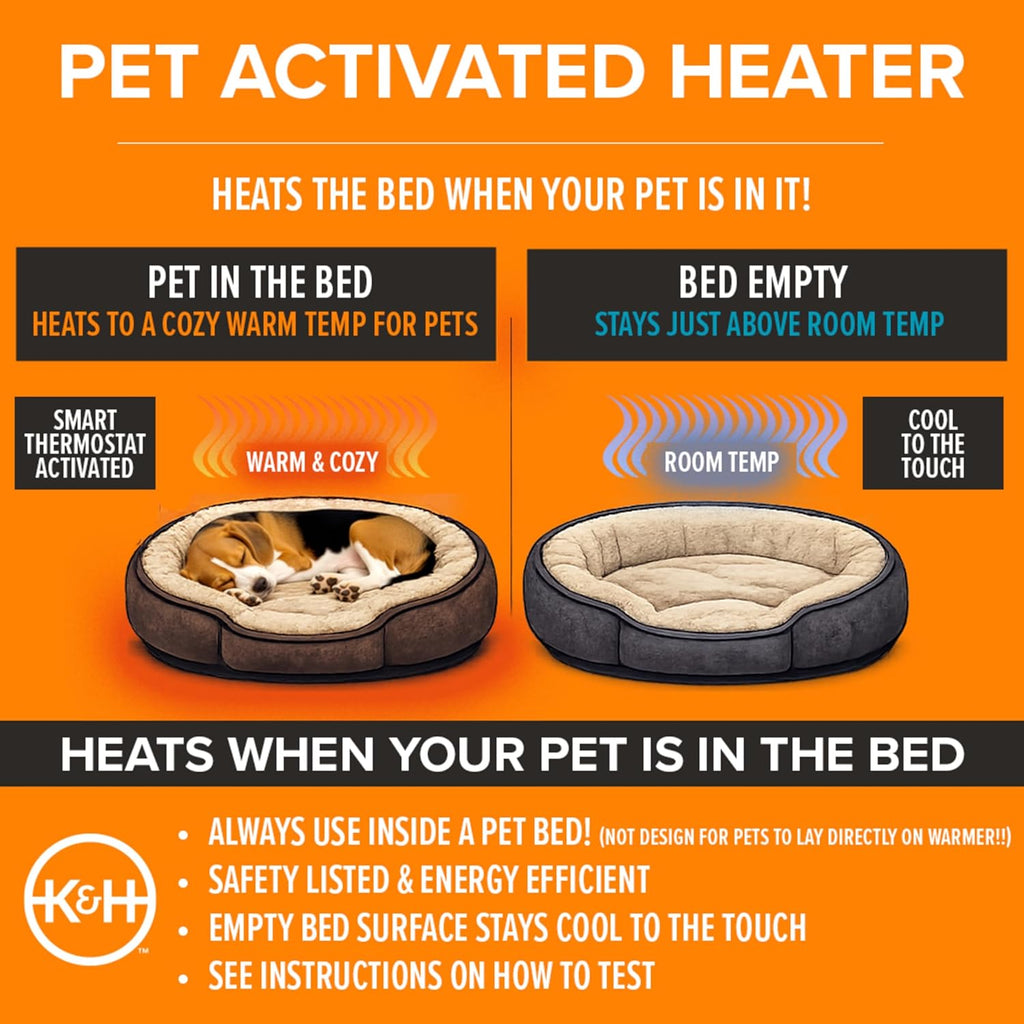 Heated Pet Bed Warmer Waterproof Pet Heating Pad for Cat Beds and Dog Beds, Tan X-Large